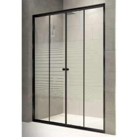 Resim Durul Duşakabin Ön Cephe 4mm Siyah Çizgili Yükseklik 180 cm - 178 cm 