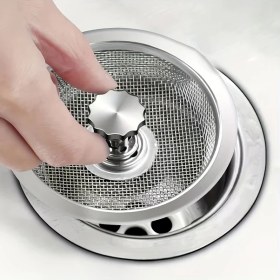 Resim Topshop1 Gümüş Gri 3.26x0.98 Inç Paslanmaz Çelik Lavabo Filtresi - Merkezi Düğmeli Kolay Temizlenir 
