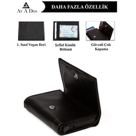 Resim Bürke Çok Gözlü Akıllı Kredi Kartlık Kartvizitlik Otomatik Unisex Cüzdan Mekanizmalı Deri Cüzdan - Siyah 