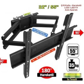 Resim 32" - 55" Çift Kollu Hareketli LCD LED Tv Duvar Askı Aparatı 