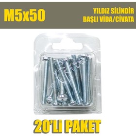 Resim Site Hırdavat M5 x 50 Yıldız Silindir Başlı (Ysb) Vida/civata 20 Adet 