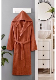 Resim Doğa Serisi Kapşonlu Bornoz Kiremit 