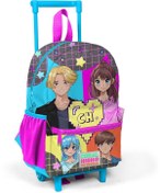 Resim Minik Yuva Çekçekli Sırt Çantası Gri Mavi Pembe Anime Desenli İki Bölmeli 24037 