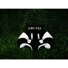 Resim İsimli Yastık Hediyeli Kişiye Özel Bebek Minderi - Siyah Beyaz 