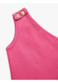 Resim Koton Pamuklu Tek Omuz Düğme Detaylı Crop Atlet Fuşya 5skg30089ak Fuşya 