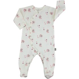 Resim Uygunbebe Boumini Yeni Doğan Patikli Bebek Tulumu 0-6 Ay Pembe Tembel Hayva 