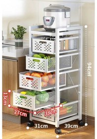 Resim 3 Katlı Lux Metal Siyah Çekmeceli Patates Soğan Sebze Meyve Sepeti Sebzelik 1011-cn 