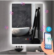 Resim 60x80 H Cm Bluetoothlu Buğu Çözücülü Dokunmatik Işıklı Ledli Banyo Aynası 