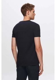 Resim Twn Slim Fit Lacivert Düz Kabartma Baskılı T-shirt 4ec148551753m Lacivert 