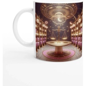 Resim Terazi Burcu Baskılı Kahve Kupası - Zodyak Kütüpanesi Vs4 