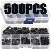 Resim 500 adet Düz Yıkama Conta Seti, M2 M2.5 M3 M4 M5 M6 M8 Plastik Conta, O-ringler Spacer Assortment Kit Fastener 