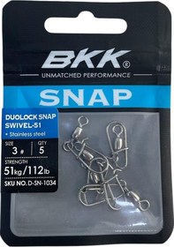 Resim Bkk Duolock Snap Swiwel-51 No 3 Klipsli Fırdöndü 5 Adet 