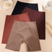 Resim 4 Adet Kadın Yüksek Bel Dikişsiz Külot - Buzlu Kaygan Kumaş, Minimalist Tasarım, 4 Renk (Siyah/Kahverengi/Bej/Açık Pembe) Spor ve Günlük Kullanım İçin Rahat İç Çamaşırı, Düşük Destekli Yüksek Bel İç Giyim 