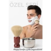 Resim Aylina Bfs Klasik Tıraş Seti – Ahşap Saplı Fırça & 304 Paslanmaz Çelik Tıraş Tası 