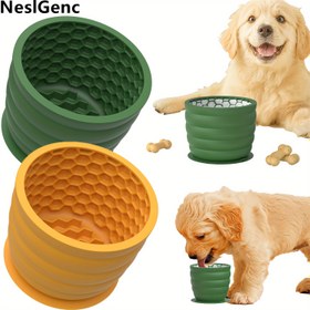 Resim Küçük ve Orta Boy Köpekler için Silikon Yavaş Yemek Kasesi, Emiş Kupası ve Kaymaz Tasarım ile Dikkat Dağıtma ve Sıkıntıyı Azaltma, Silikon Zengini, Küçük ve Orta Boy Köpekler ve Kediler için Uygun, Detaylar Şekil ve Renk Rastgele 