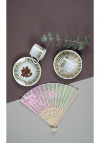 Resim Porser Pera Yeşil Kahve Fincan Takımı 80cc 2 Kişilik 4 Parça Çok Renkli 