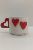 Resim Soli Seramik El Yapımı Seramik Çift Kabartma Kalp Desenli Kupa Bardak Mug Hediyelik Kupa Bardak Sevgililer Günü 
