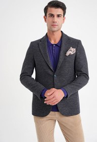 Resim Efor Slim Fit Mono Yaka Buklet Dokuma Pamuklu Lacivert Blazer Ceket C 718 