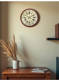 Resim 36 Cm Kırmızı Dekoratif Duvar Saati Sarı - Kırmızı 