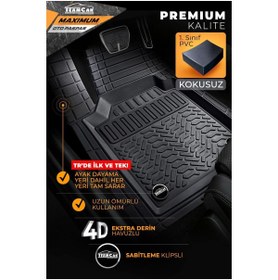 Resim Genel Markalar Tata Marina ile Uyumlu 4D Havuzlu Kutulu Maximum Paspas Siyah Krom Karbon 