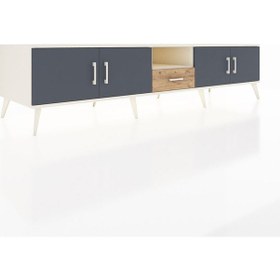 Resim Kronos Tv Ünitesi 3 Raflı Tek Çekmeceli 4 Kapaklı 220x59x51 Aytaşı-antrasit/çam Antrasıt/atlas Çam - Aytası 