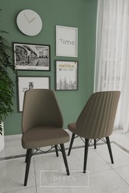 Resim DEREN HOME Mabel Serisi 6 Adet Kahverengi Mutfak Ve Salon Sandalyesi 