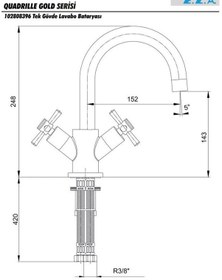 Resim Eca Quadrille Lavabo Bataryası Pwd Altın 102808396 
