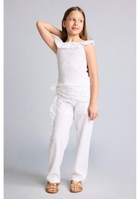 Resim Defacto Barrel Fıt Poplin Pantolon Kız Çocuk I0430a826hswt34 Beyaz-wt34 