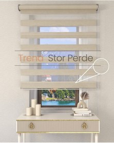 Resim Sütlü Kahve Etek Dilimsiz Zebra Stor Güneşlik Perde Sütlü Kahve 