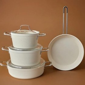 Resim Karaca Emsan Biogranit White Stone 7 Parça Tencere Seti 