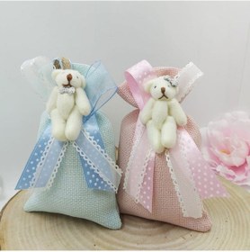 Resim Ayıcıklı Lüks Lavanta Kesesi Bebek Şekeri 30 Adet 