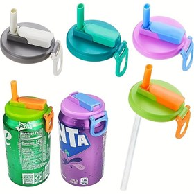 Resim 1 Adet Yeniden Kullanılabilir Yumuşak İçecek Kutu Kapağı, 2 Ücretsiz Pipet Dahil, Dört Renk Seçeneği, Çeşitli Kutulu Şişelerle Uyumlu 