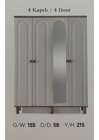 Resim Yakut Mdf 4 Kapılı Dolap 