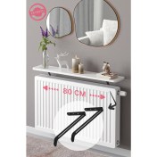 Resim Lefty Riv Montajsız Petek Üstü Uçan Raf Dresuar Kalorifer Peteği Rafı Kitaplık 80X18 cm Beyaz Oval Kesim 