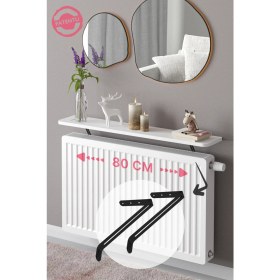 Resim Lefty Riv Montajsız Petek Üstü Uçan Raf Dresuar Kalorifer Peteği Rafı Kitaplık 80X18 cm Beyaz Oval Kesim 