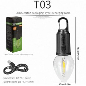 Resim Genel Markalar Rustik Taşınabilir Şarjlı Tasarruflu Ampul 10W Led Lamba Type-C Şarj Askılı Asma Aydınlatma T03 