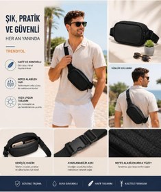 Resim Sofia Erkek Unisex Crossbag body Yürüyüş Günlük Siyah Bel Çantası 