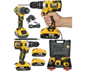 Resim Çelik Madren 35 Parça Usta Seti, Şarjlı Akülü Vidalama ve Matkap Desteği 