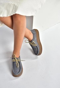 Resim V999646401 Mavi Hakiki Deri Nubuk Kadın Ayakkabı Mavi-nubuk 