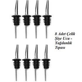 Resim Hilamingo Home 8 Adet Çelik Şişe Ucu Servis Aparatı Yağdanlık Tıpa Tapa Mantar Restaurant Otel İçin Şişe Tıpası 