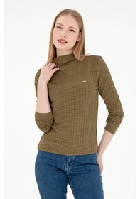 Resim U.S. Polo Assn. Kadın Haki Dik Yaka Sweatshırt 50292421-VR027 