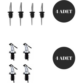 Resim Mediterian 8 Adet Yağdanlık Tıpa Seti, Çelik ve Plastik, Siyah, TR Menşei 