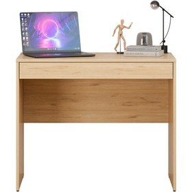 Resim Çekmeceli Çalışma Masası - Florida Meşe 90x75x55 Cm Meşe 