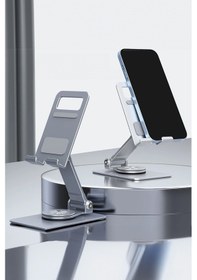 Resim Thentech Akıllı Telefon Tablet Standı Metal Tam Tur Dönebilen Sağlam Güçlü Stand 