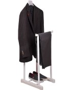 Resim İkili Dilsiz Uşak Elbise Askısı Beyaz-giysilerinizin Yüksekliğine Göre Ayarlanabilir. Beyaz 