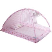 Resim Çocuk Yatağı İçin Braketli Katlanır Montajsız Cibinlik-pembe 01 