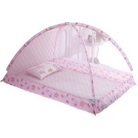 Resim Çocuk Yatağı İçin Braketli Katlanır Montajsız Cibinlik-pembe 01 