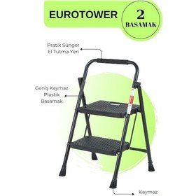 Resim Eurotower 2 Basamak Özel Tasarım Geniş Basamaklı Siyah Merdiven 3+1 