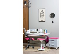Resim Creo Mobili Mimarlık Öğrencileri İçin Çizim Masası + Sandalye + Keson + Tabure - Beyaz/Fuşya - Vega Premium 