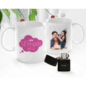 Resim Bk Gift Kişiye Özel Babalar Günü Hediyesi Fotoğraflı Kupa Bardak Ve Benzinli Çakmak Seti-29 